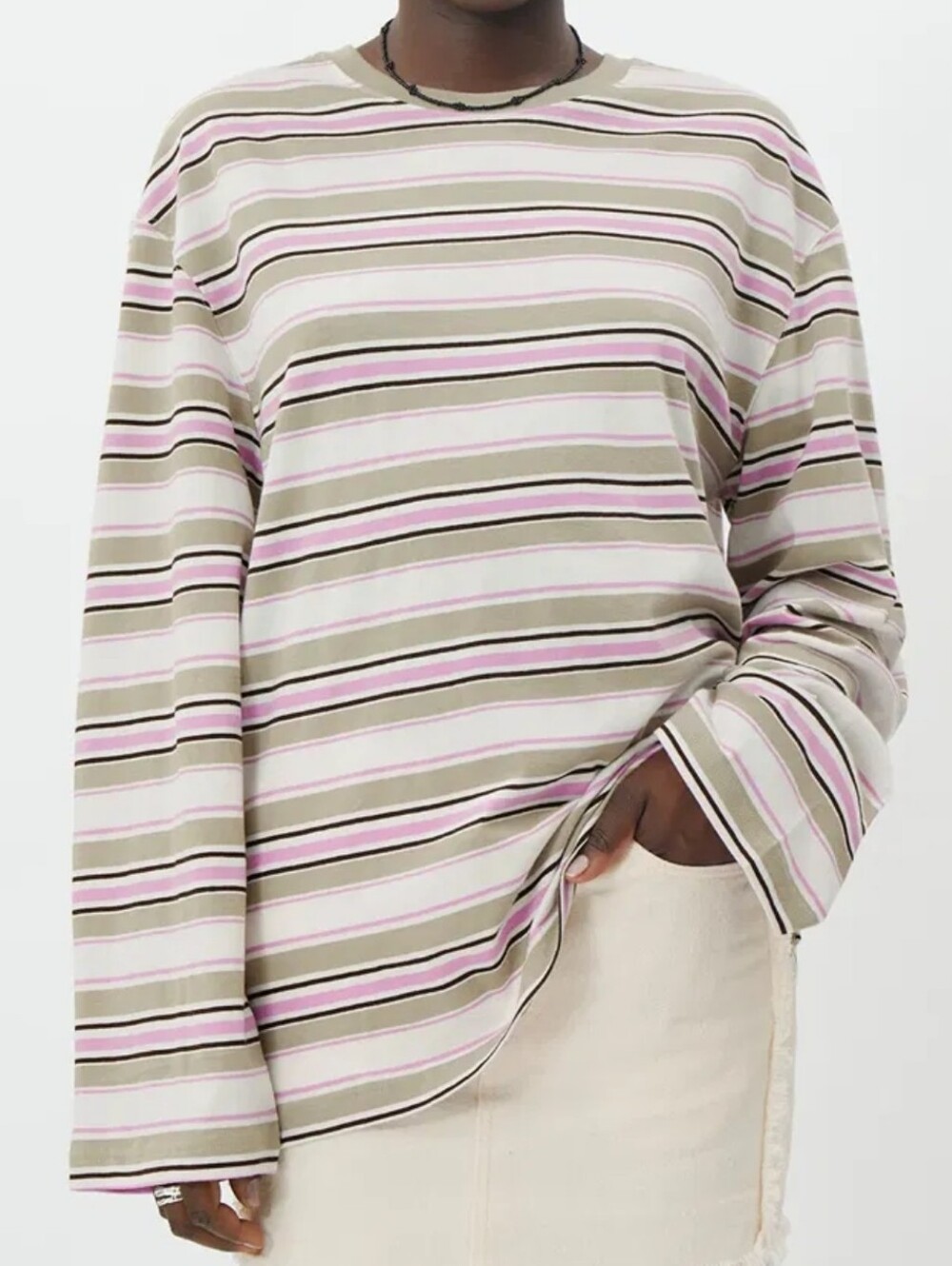 WEEKDAY Now Stripe Long Sleeve Shirt Women's Size Small 100% Cotton